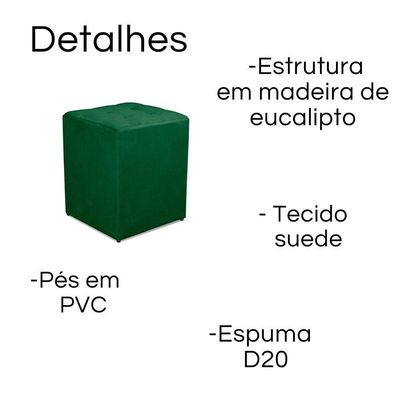 Kit 2 Puff Quadrado Decorativo Suede Cor:verde Escuro