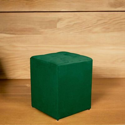 Kit 2 Puff Quadrado Decorativo Suede Cor:verde Escuro