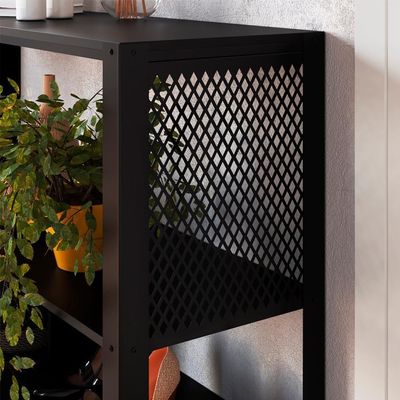 Aparador 80 Cm Estilo Industrial 2 Prateleiras Telado 1021 Preto Pp Preto