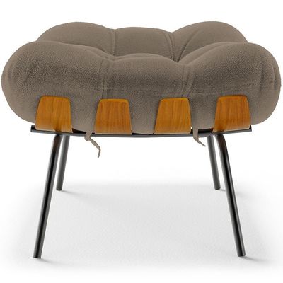 Puff Decorativo Costela L02 Bouclê Bege - Lyam Decor