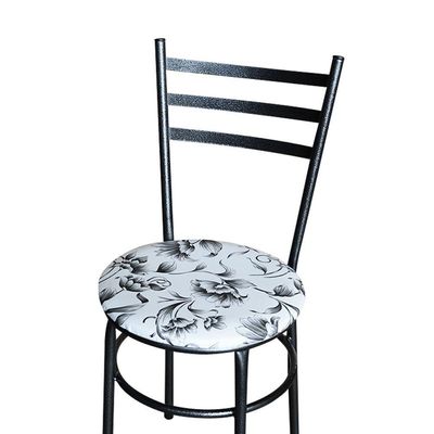 Cadeira Para Mesa Epoxi Preta Craqueada Assento Floral Cor:floral Branco