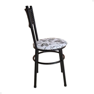Cadeira Preta Para Mesa Preta Viena Preto Cor:floral Branco