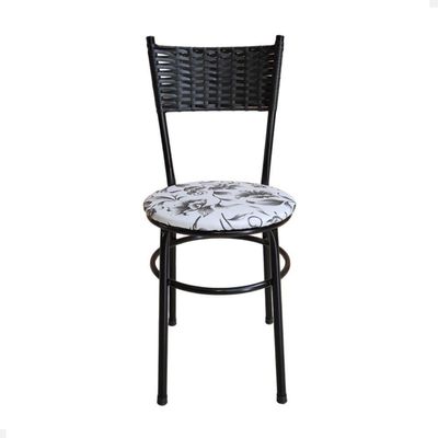 Cadeira Preta Para Mesa Preta Viena Preto Cor:floral Branco