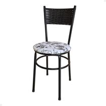 Cadeira Preta Para Mesa Preta Viena Preto Cor:floral Branco