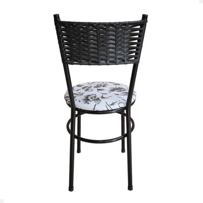 Cadeira Preta Para Mesa Preta Viena Preto Cor:floral Branco