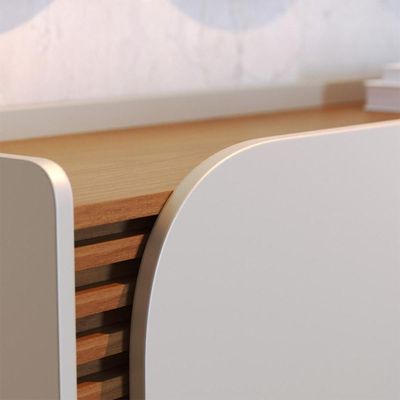 Buffet 3 Portas Detalhe Ripado Jurerê Off White Matte Freijó