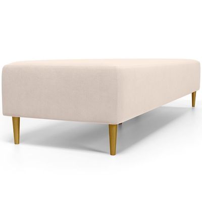 Kit 02 Puffs Decorativo Sala De Estar Bali W01 Pés Palito 210x60cm Suede Bege - Lyam Decor