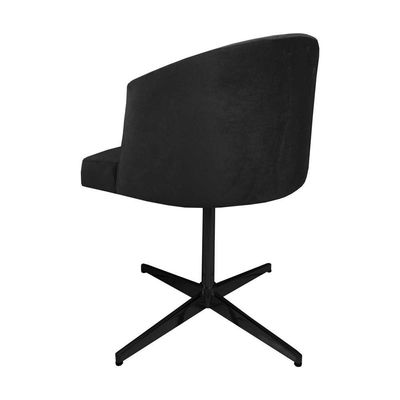 Cadeira Poltrona Base Preto Giratoria Estofada Arkadina Suede Preto