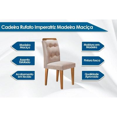 Kit 2 Cadeiras Sala Jantar Imperatriz 2 Un Madeira Capuccino-linho Bege Turim - Rufato