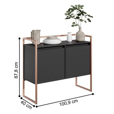 Buffet 2 Portas Compacto Rocky Preto Cobre