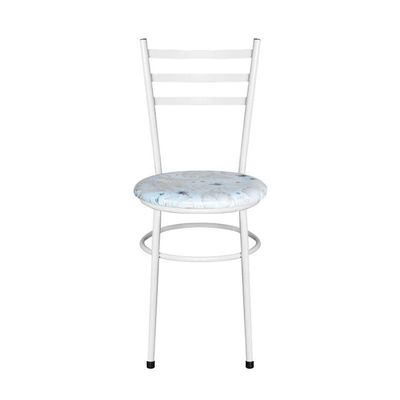 2 Cadeiras Para Mesa Epoxi Branca Assento Estampado Cor:floral Areia