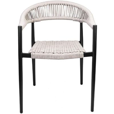 Cadeira Decorativa Para área Gourmet Base Preto Corda Náutica Nevada R01 Amêndoa - Lyam Decor