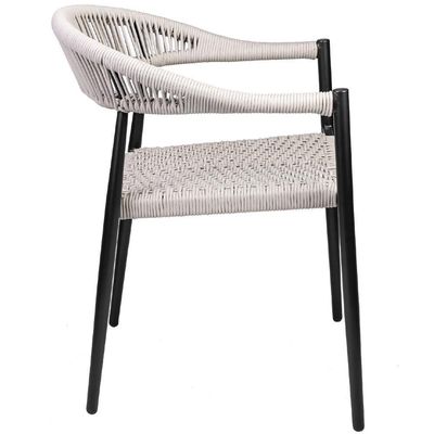 Cadeira Decorativa Para área Gourmet Base Preto Corda Náutica Nevada R01 Amêndoa - Lyam Decor