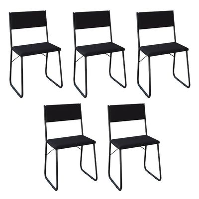 Kit 5 Cadeiras De Jantar Estofadas Angra - PretaPreto