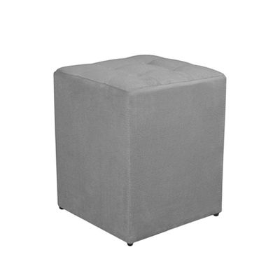 Kit 2 Puff Quadrado Decorativo Suede Cor:cinza Claro