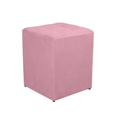 Kit 2 Puff Quadrado Decorativo Suede Cor:rosa