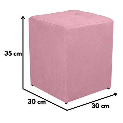 Kit 2 Puff Quadrado Decorativo Suede Cor:rosa