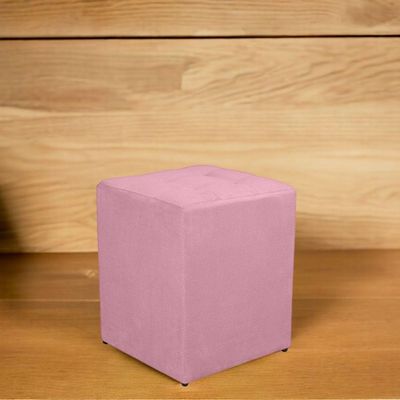 Kit 2 Puff Quadrado Decorativo Suede Cor:rosa