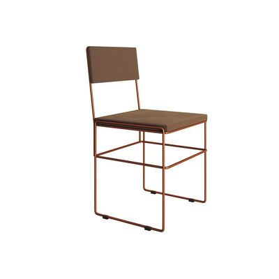 Kit 2 Cadeiras De Jantar Estofadas Marrom Base Cobre