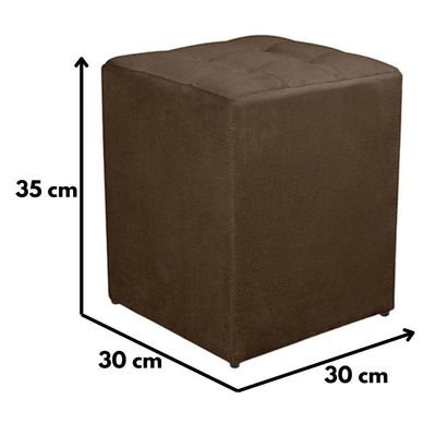 Kit 2 Puff Quadrado Decorativo Suede Cor:marrom