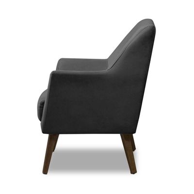 Poltrona Decorativa Retrô Recepção Magali Veludo Cinza Grafite Lansofbr