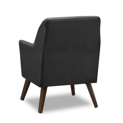 Poltrona Decorativa Retrô Recepção Magali Veludo Cinza Grafite Lansofbr