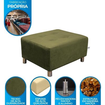 Puff Para Sala Quadrado Decorativo Com Pés Com Alumínio Nero Matrix - Veludo Light Chumbo Light