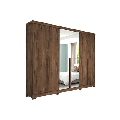 Guarda Roupa Casal 6 Portas (2 c/ Espelho) e 6 Gavetas c/ Pés Guarapari Cinamomo - Panan