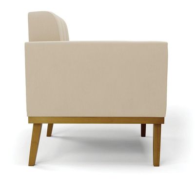 Sofá Namoradeira 2 Lugares Base De Madeira Castanho Elisa Suede D03 - Drossi Cor Bege