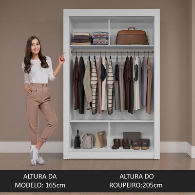 Guarda-roupa Solteiro 2 Portas Correr Branco Madesa