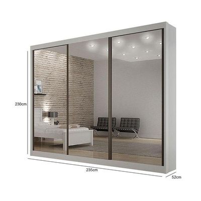 Guarda Roupa 6 Gavetas San Marino Premium Com 3 Espelhos Branco - Leifer Móveis