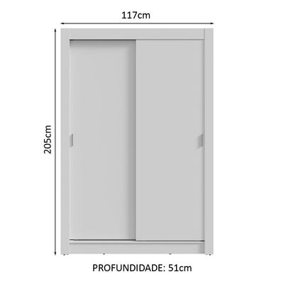 Guarda-roupa Solteiro 2 Portas Correr Branco Madesa
