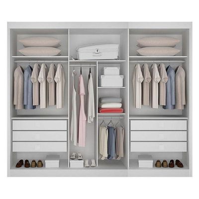 Guarda Roupa 6 Gavetas San Marino Premium Com 3 Espelhos Branco - Leifer Móveis
