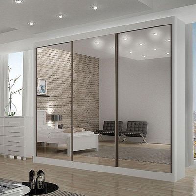 Guarda Roupa 6 Gavetas San Marino Premium Com 3 Espelhos Branco - Leifer Móveis