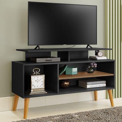 Rack Para Tv Leo Preto E Canela