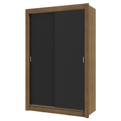 Guarda-Roupa Solteiro 2 Portas Correr Rustic/Preto