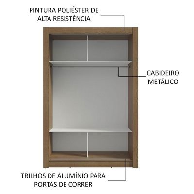 Guarda-Roupa Solteiro 2 Portas Correr Rustic/Preto