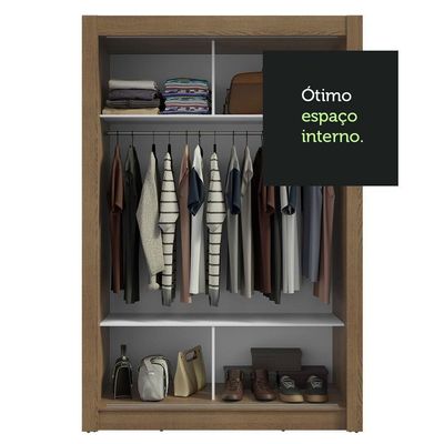 Guarda-Roupa Solteiro 2 Portas Correr Rustic/Preto