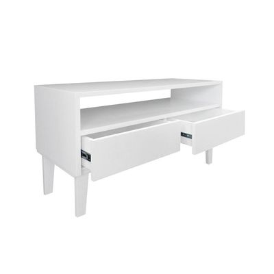 Rack Para Tv Bancada Com Nicho E Gaveta Branco Laca