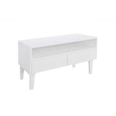 Rack Para Tv Bancada Com Nicho E Gaveta Branco Laca