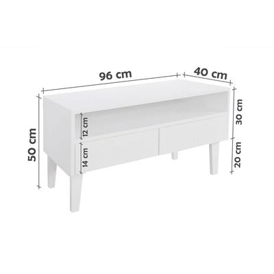 Rack Para Tv Bancada Com Nicho E Gaveta Branco Laca
