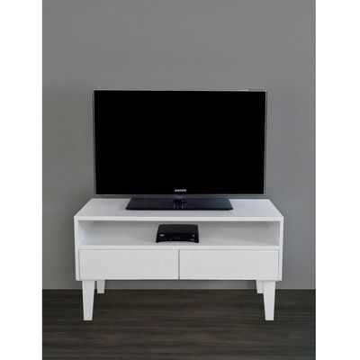 Rack Para Tv Bancada Com Nicho E Gaveta Branco Laca