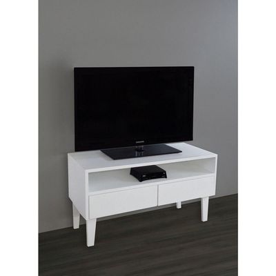 Rack Para Tv Bancada Com Nicho E Gaveta Branco Laca