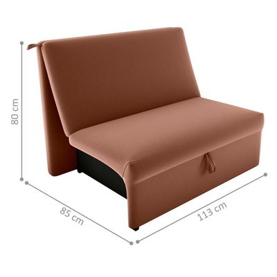 Sofá Cama 2 Lugares Ivan Veludo Ferrugem