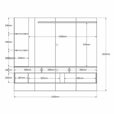 Painel Para Tv Até 55" Com Espelho 1,83m Intense