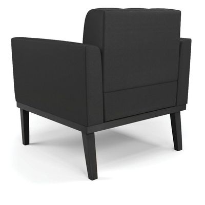 Sofá Namoradeira E 2 Poltronas Base De Madeira Preto Elisa Corino D03 - D'rossi Cor Preto