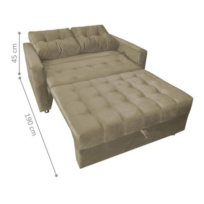 Sofá Cama Para Sala De Estar Remy Veludo Turkey Cappuccino