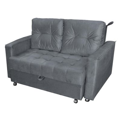 Sofá Cama Para Sala De Estar Cross Veludo Chumbo