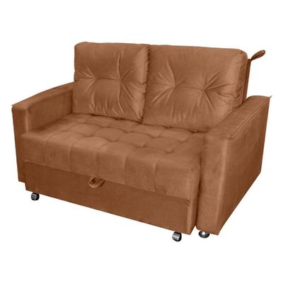 Sofá Cama Para Sala De Estar Cross Veludo Ferrugem