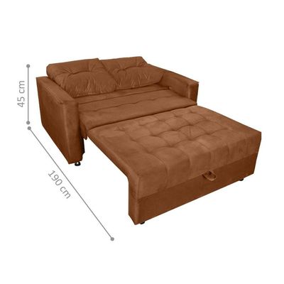 Sofá Cama Para Sala De Estar Cross Veludo Ferrugem